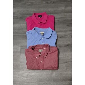 LL Bean Polo Shirts and Long Sleeve Button Up Shirt Men's Size Large Lot of 3